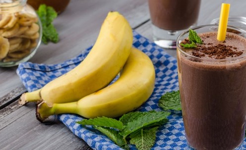 41448228 - chocolate-banana smoothie, 70 % cocoa, all natural ingredience